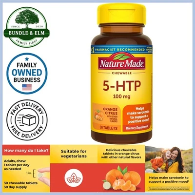 Suplemento masticable 5HTP 100 mg para apoyar el estado de ánimo vegetariano sin gluten Foto 1 de 4