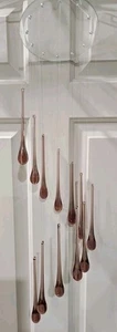 Pink Purple Glass Teardrops Hole For Chandeliers, Wind chimes 12, Irriedescent - Picture 1 of 13