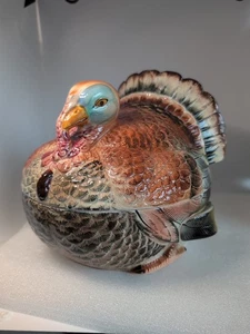 Vintage Ceramic Turkey Tureen Covered Serving Dish Hand Painted Thanksgiving - Picture 1 of 9