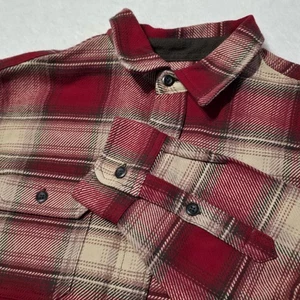 Orvis Shirt Mens M Red Plaid Shacket Shirt Jacket Flannel Button Up Heavyweight - Picture 1 of 18