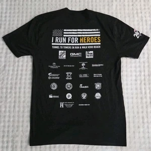 Tunnel To Towers Foundation I Run For Heroes Sz Sm Black Tee Shirt Vero Beach Fl - Picture 1 of 7