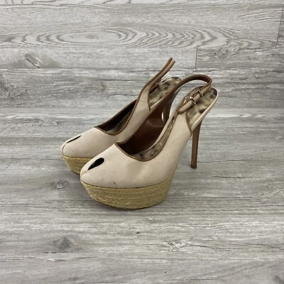 Sam Edelman Novato Slingback Platform Pump High Heels Size 7.5 Beige Peep Toe - Image 1 of 4