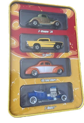 Hot Wheels Hot Rods 2007 paquete de 4 autos vehículos diecast escala 1:64 en lata de coleccionista Foto 1 de 2