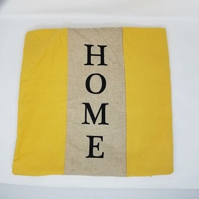 Domain Home Jute Linen Canvas Look Pillow Cover Sham 18x18 Logo Cotton Yellow - Image 1 of 4