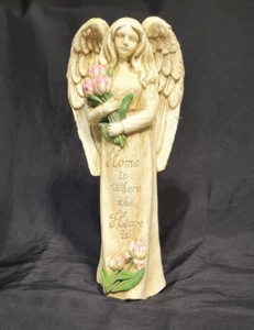 "Home is Where the Heart is" Heavy Garden Angel-11.5x4.5" - Picture 1 of 3