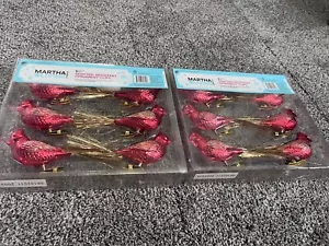 Martha Stewart Living clip ornamento infrangibili uccellini rossi 12 pezzi NOS - Foto 1 di 5