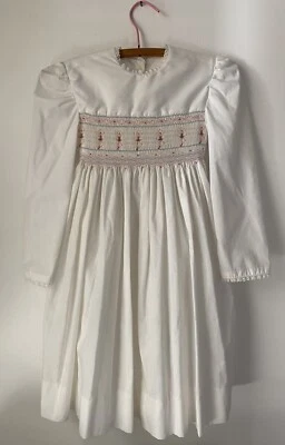 Vintage Girls Poplar Tree Dress Size 6 Ballerina White Pink Prairie Cottagecore - Image 1 of 4
