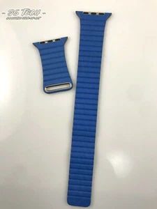 Oryginalny oryginalny skórzany pasek pętelkowy Apple Watch 44MM 45MM 46MM średni chabrowy - Zdjęcie 1 z 7