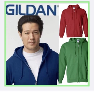 GILDAN MENS HEAVY BLEND ADULT FULL ZIP HOODED SWEATSHIRT HOODIE G-18600/ S-5XL - Picture 1 of 13