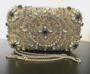 Crystal Encrusted Minaudiere Shoulder Crossbody Clutch Evening Cocktail Bag - Picture 1 of 22