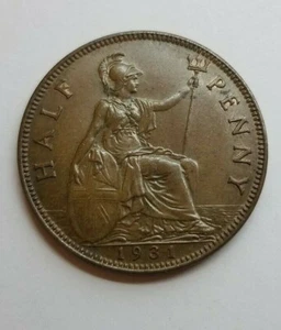 Great Britain 1931 1/2 Penny KM837 BU BRN - Picture 1 of 2