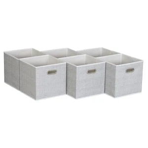White Mix Set Of 6 Open Fabric Cube Storage Bins 11 X 11 - Picture 1 of 6