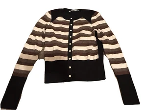MAGLIONE KAREN MILLEN A RIGHE CON BOTTONI TAGLIA 3 NUOVO SENZA ETICHETTE - Foto 1 di 4