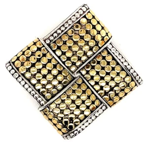 John Hardy 18k Gold & 925 Sterling Silver Dot Brooch Pin Square 1.20" w/ Box - Picture 1 of 9