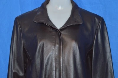 CHAQUETA MUJER BROOKS BROTHERS CUERO MARRÓN SUAVE FORRADA NYLON S Foto 1 de 4