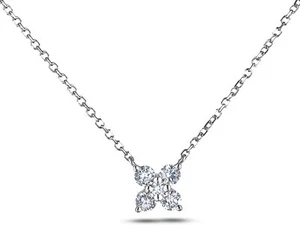 .925 Sterling Silver Certified Canadian Diamond 1/4ctw Floral Pendant Necklace - Picture 1 of 7