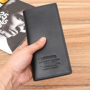 Men's Vintage Look Leather Long Bifold Wallet Credit Card Holder Checkbook Purse - Picture 1 of 21