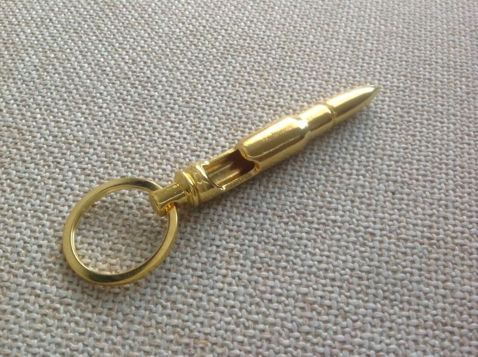 Rifle Bullet Gold Metal Bottle Opener Keyring