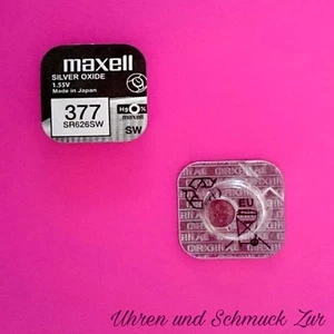 5x Maxell 377 Uhren Batterie Knopfzelle SR626SW AG4 Silberoxid Blisterware Neu - Bild 1 von 2
