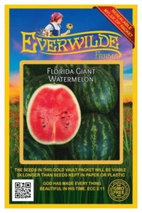 40 Florida Giant Watermelon Seeds - Everwilde Farms Mylar Seed Packet - Picture 1 of 3
