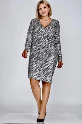 Vestido envolvente sintético con puntos brillantes de cebra plateado negro de Blue Leopard Plus 1X 2X 3X Nuevo Foto 1 de 4