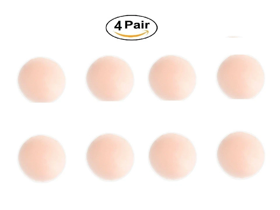 4 Pairs Nippleless Cover Pasties Women Reusable Adhesive Silicone Nipple Round
