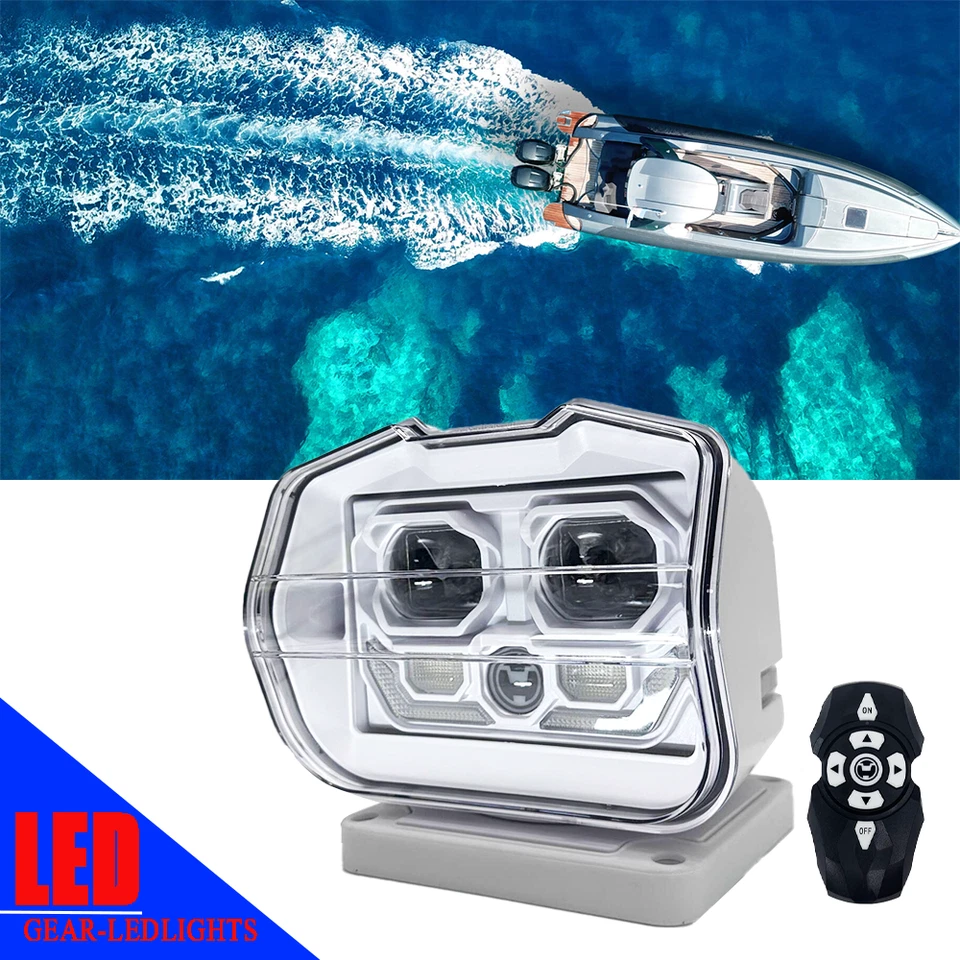 Truck Boat RV Wireless 60W LED Searchlight Marine Remote Control Spot Light - Image 1 of 4
