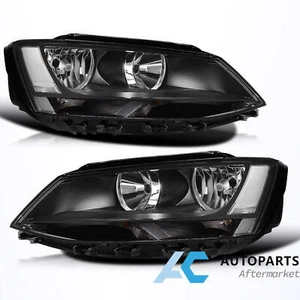 For 2011-2018 Volkswagen Jetta Sedan MK6 Headlights Headlamps Halogen Black - Picture 1 of 5