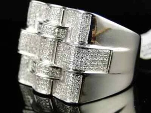 Men's 4 Ct Round Cut Lab Created Diamond Engagement Ring 14K White Gold Plated - Picture 1 of 11