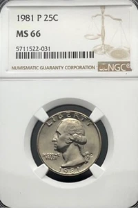 1981-P Washington Quarter 25C NGC MS 66 - Picture 1 of 6