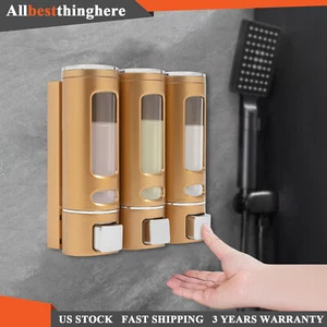 3 in 1 Wall Mounted Bathroom Shower Gel Shampoo Liquid Container Soap Dispenser - Picture 1 of 15