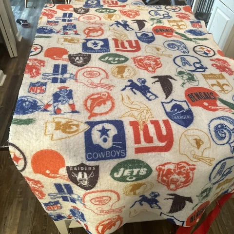 Vintage 1970s Old School NFL Football Blanket. 76” X 93” Great Vintage Logos Cover