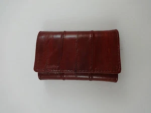Leather keychain wallet coin purse burgundy eelskin - Picture 1 of 5