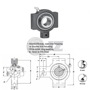 [Stck.1] 1,3125" Bohrung UCTRS207-21 Gusseisen Aufnahme montiert Lager Ersatz - Bild 1 von 1