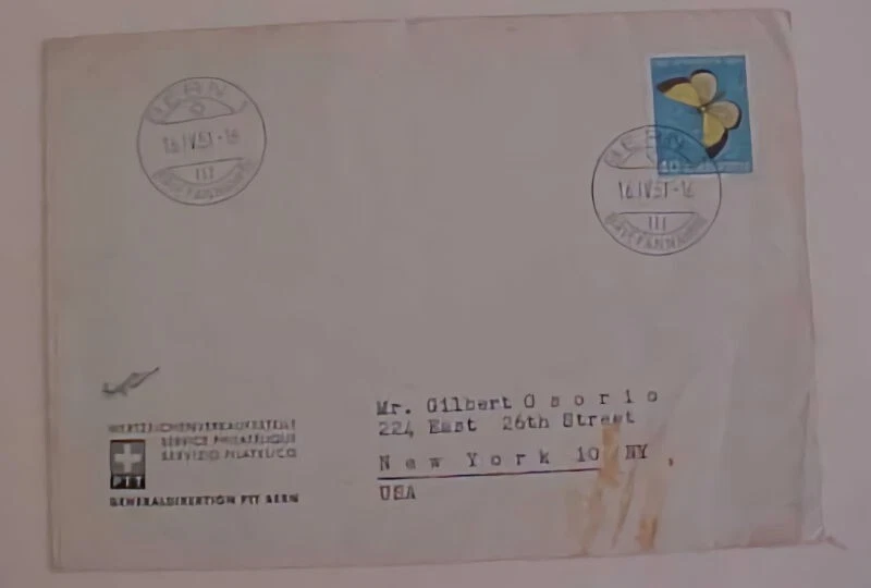 SUIZA BERN MARIPOSA 1951 A EE. UU. Foto 1 de 1