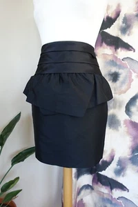 REISS Black Wool & Silk peplum pencil skirt size 10 - Picture 1 of 9