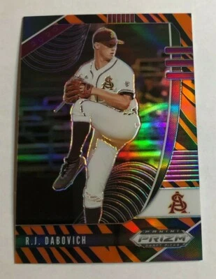 2020 Prizm Draft Picks TIGER STRIPE RJ R.J. DABOVICH RC #81/99 Made GIANTS #114 - Image 1 of 2