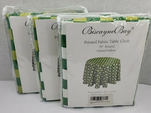 3x Manteles de tela a cuadros estampados Biscaynebay resistentes verde amarillo 70"R - Imagen 1 de 5