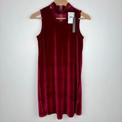 Penelope Tree Kid Girls Velvet Mock Neck Sleeveless Dress Size 14 Magenta Red - Image 1 of 4