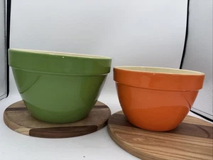 "Cuenco mezclador de cerámica verde 8,5"" naranja 7"" caja y barril" - Imagen 1 de 7