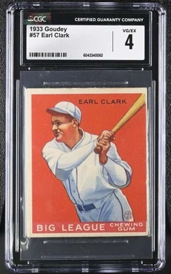 1933 GOUDEY #57 EARL CLARK CGC 4 VG/EX RC ROOKIE 5872 - Image 1 of 2