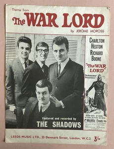 THE SHADOWS ORIGINAL SHEET MUSIC 1965 "THE WAR LORD" CHARLTON HESTON.HANK MARVIN - Picture 1 of 2