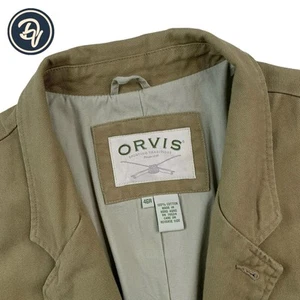 Mens 46 R Orvis " Zambizi Safari Jacket " Dark Tan Heavy Canvas Cotton Blazer - Picture 1 of 13
