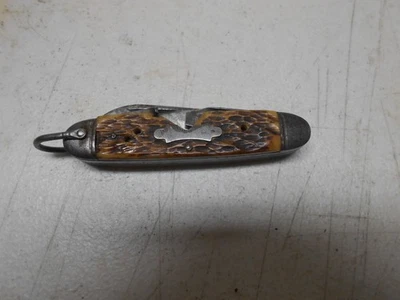 Cuchillo de campamento de hueso multiherramienta plegable vintage Camillus N.Y. 4 hojas Foto 1 de 4