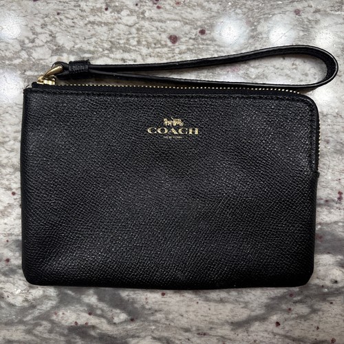 Coach Borsa a Portafoglio in Pelle con Zip Angolare da Polso Firma Tela