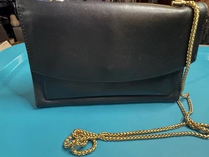 Skagen Clutch Umhängetasche weiches schwarzes Leder verstellbarer Riemen - Bild 1 von 6