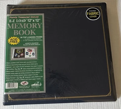 Cubierta de tela vintage Pioneer Deluxe E-Z Load 12x12" libro de memoria tesoro familiar Foto 1 de 4