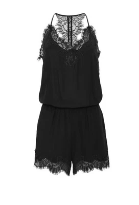 Mameluco de seda y encaje GOLD HAWK Coco negro nuevo con etiquetas talla L ¡$245! Foto 1 de 4