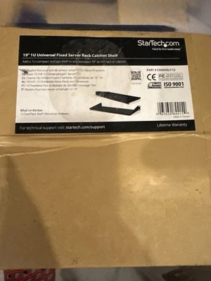 StarTech 19” 1U Universal Fixed Server Rack Cabinet Shelf - CABSHLF1U - Image 1 of 2