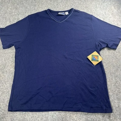 Camisa De Colección North Crest Para Hombres XL Azul Marino Verdadero Cuello en V Manga Corta Algodón Nueva Foto 1 de 4